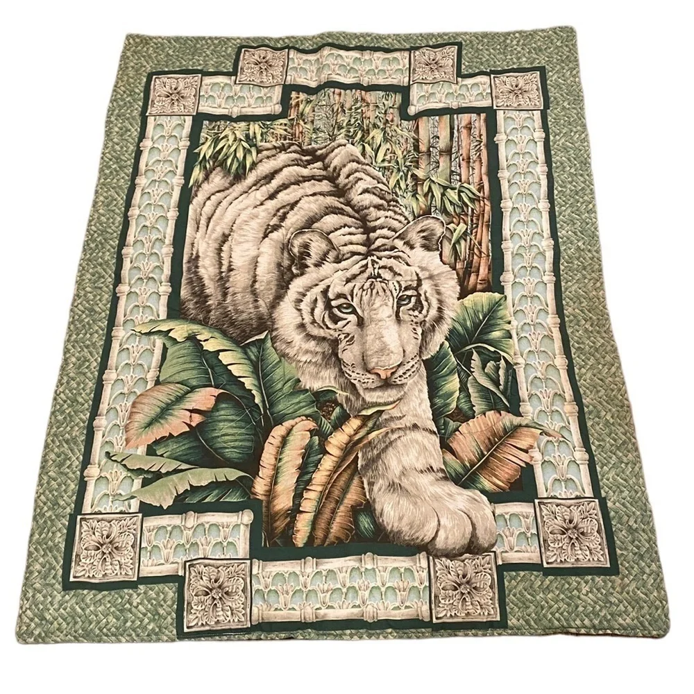 Fabric Quilted Tiger Wallhanging White Tiger on Back